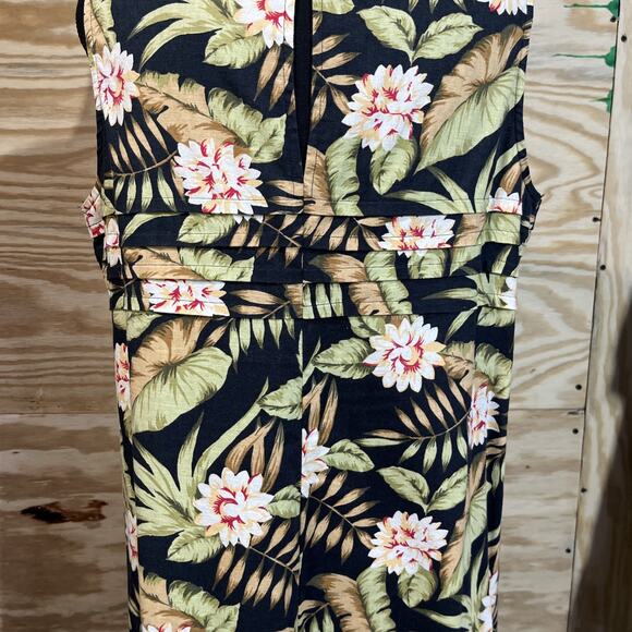 White Stag Linen Blend Floral Maxi Dress Womens Large Tropical Mature Resort - Picture 6 of 15
